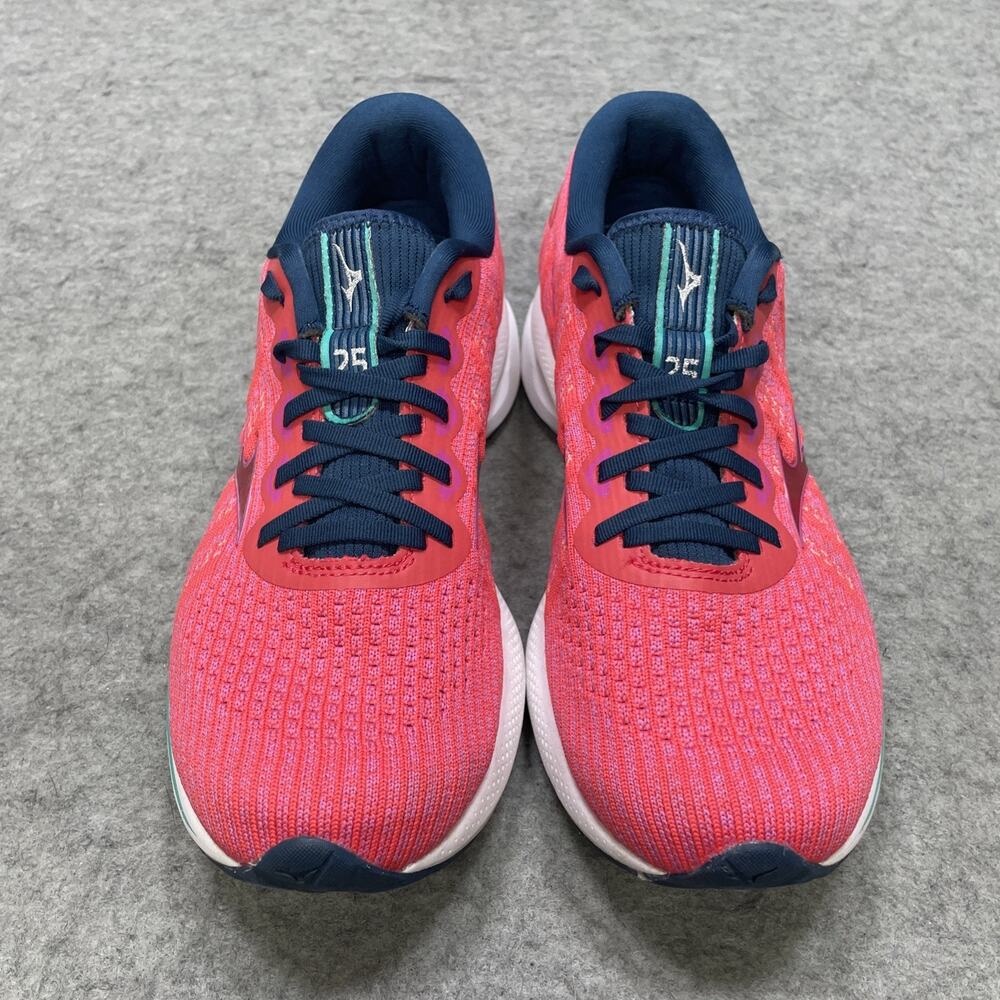 Mizuno Womens US 9.5 Wave Rider 25 Waveknit Running Shoes Cayenne/Pink - Picture 9 of 11
